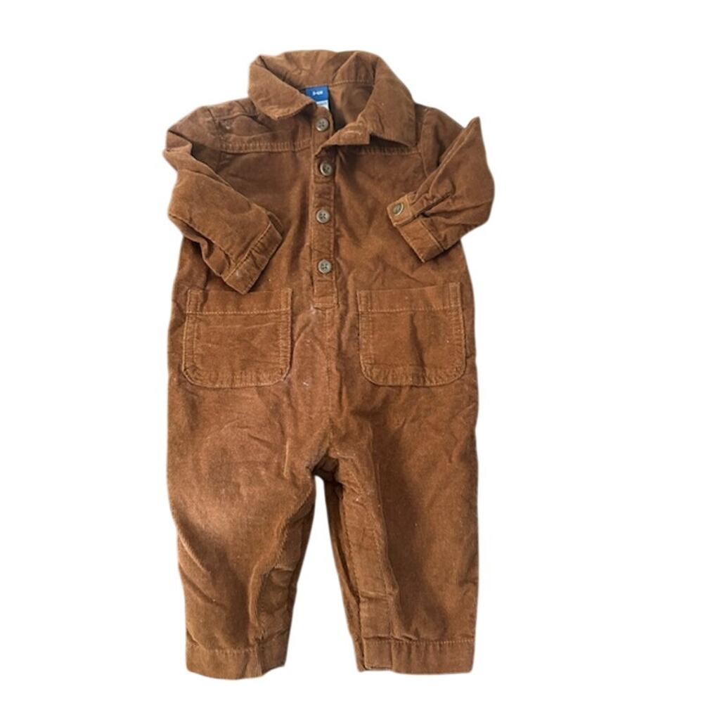 Old Navy Brown One Piece Romper Pants Outfit Baby Boy 3-6 Months